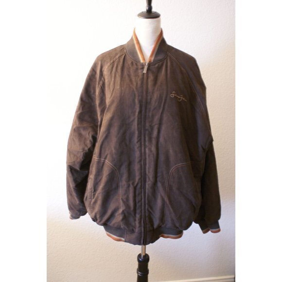 Men's Sean‎ John Faux Suede Bomber Jacket Long Sleeve Size XL - Picture 1 of 12